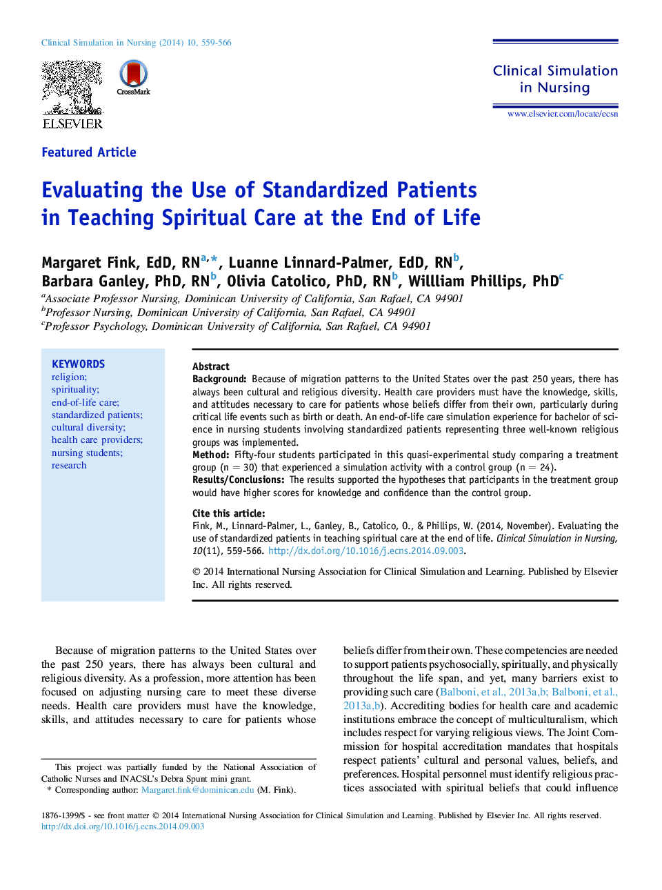 Evaluating the Use of Standardized Patients in Teaching Spiritual Care at the End of Life 