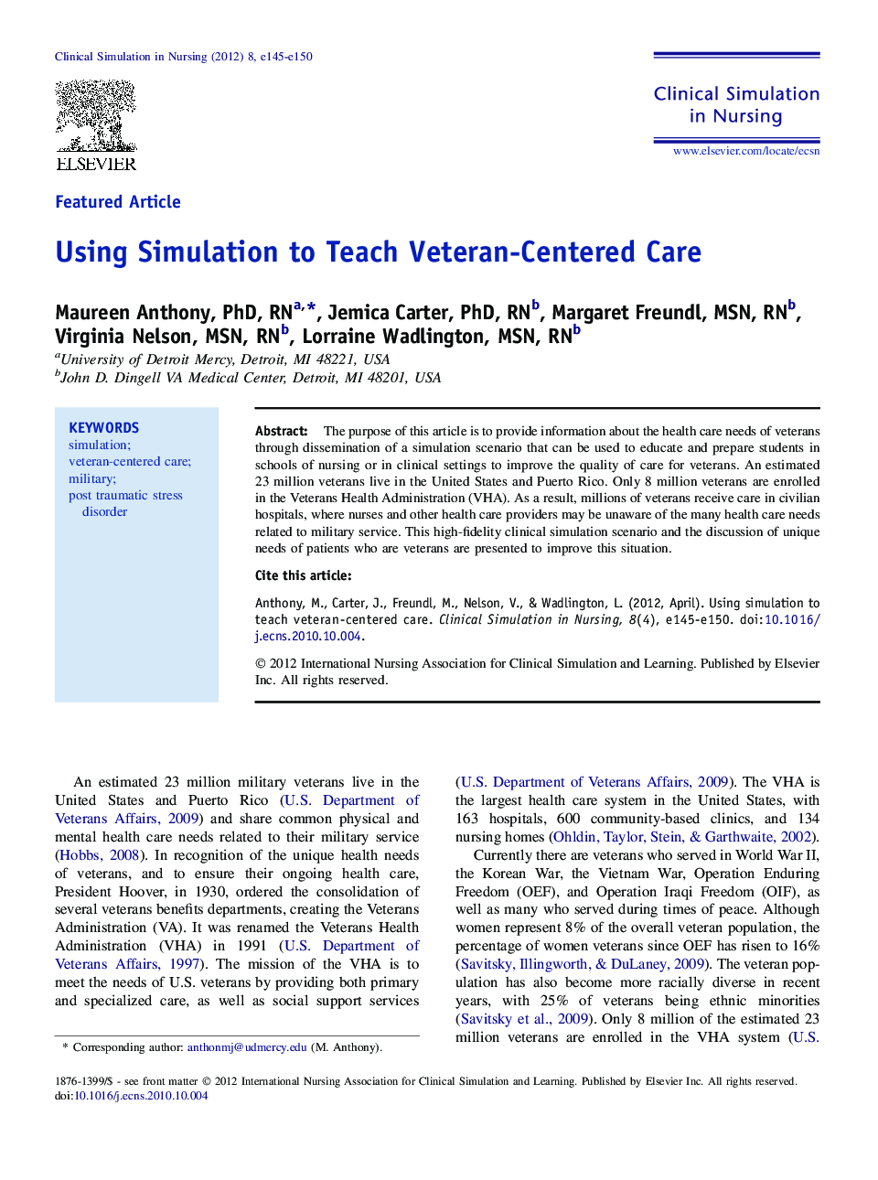 Using Simulation to Teach Veteran-Centered Care