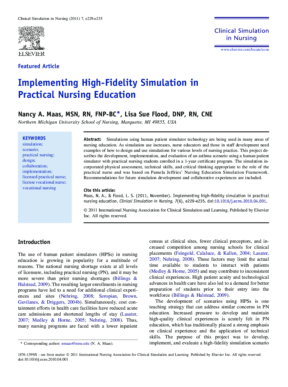 Implementing High-Fidelity Simulation in Practical Nursing Education