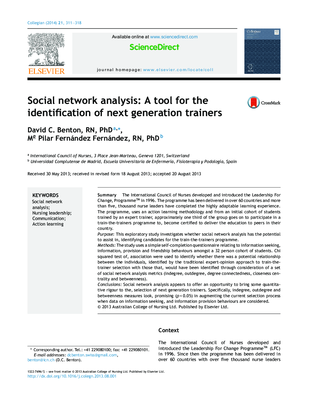 Social network analysis: A tool for the identification of next generation trainers
