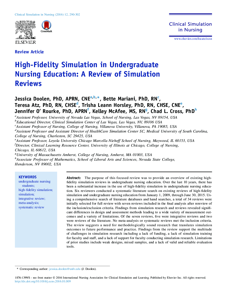 High-Fidelity Simulation in Undergraduate Nursing Education: A Review of Simulation Reviews