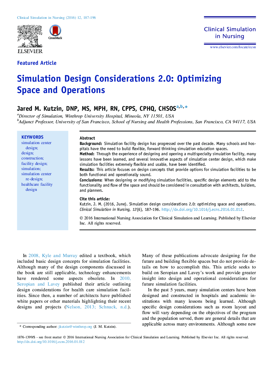 Simulation Design Considerations 2.0: Optimizing Space and Operations