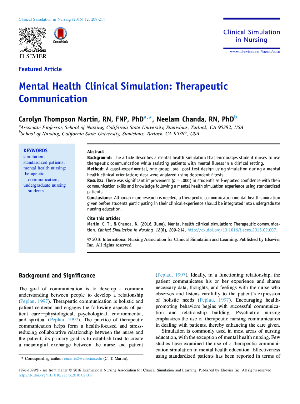 شبیه سازی بالینی بهداشت روان: ارتباطات درمانی