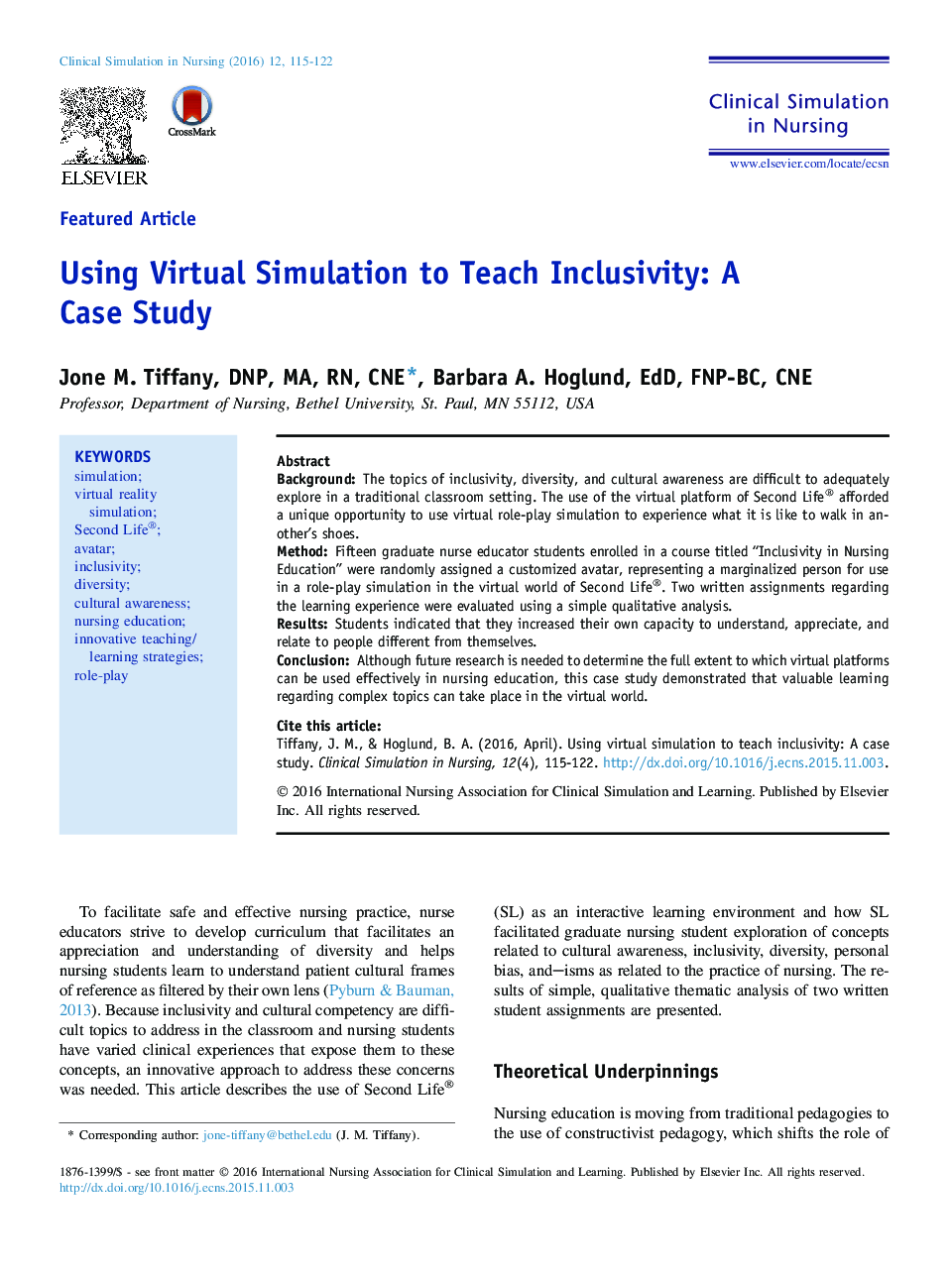 Using Virtual Simulation to Teach Inclusivity: A Case Study