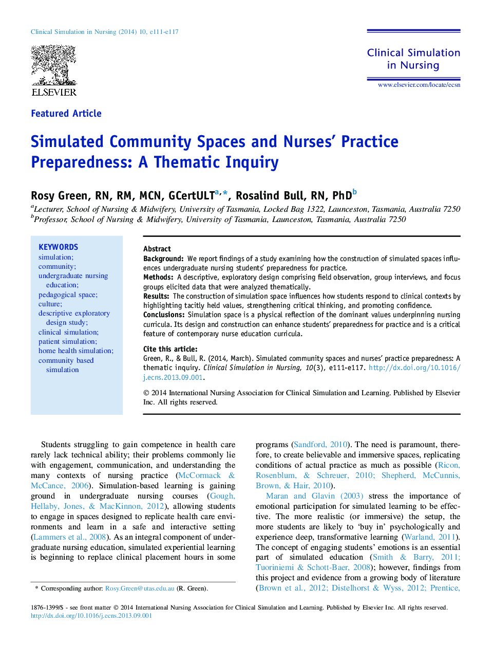 Simulated Community Spaces and Nurses' Practice Preparedness: A Thematic Inquiry
