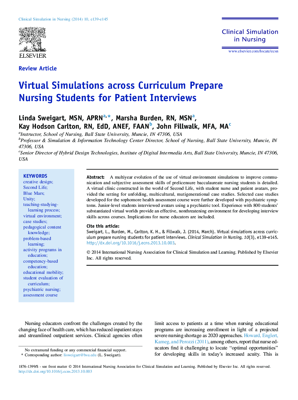 Virtual Simulations across Curriculum Prepare Nursing Students for Patient Interviews 