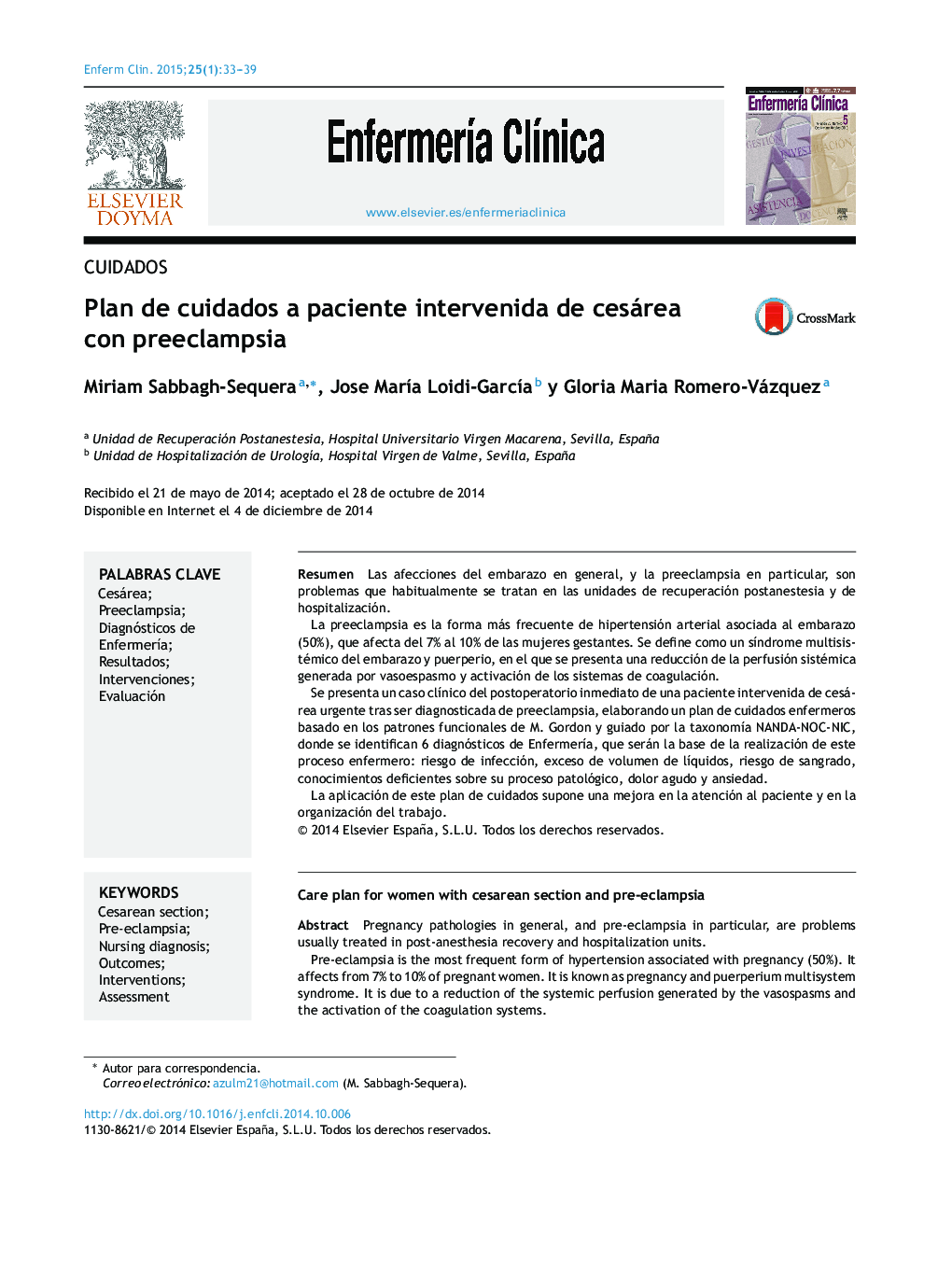 Plan de cuidados a paciente intervenida de cesárea con preeclampsia