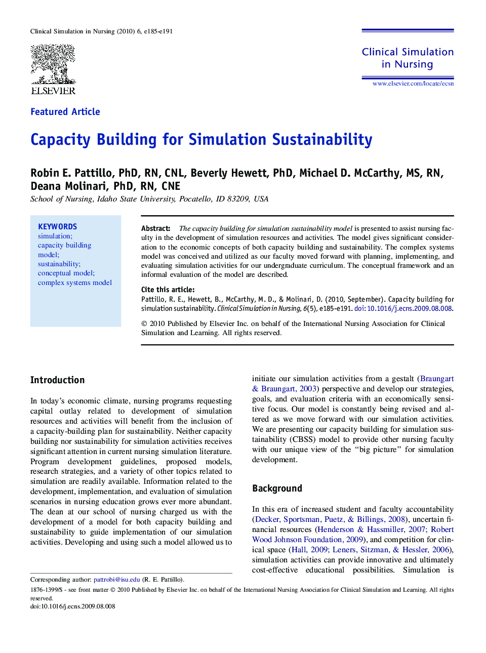 Capacity Building for Simulation Sustainability