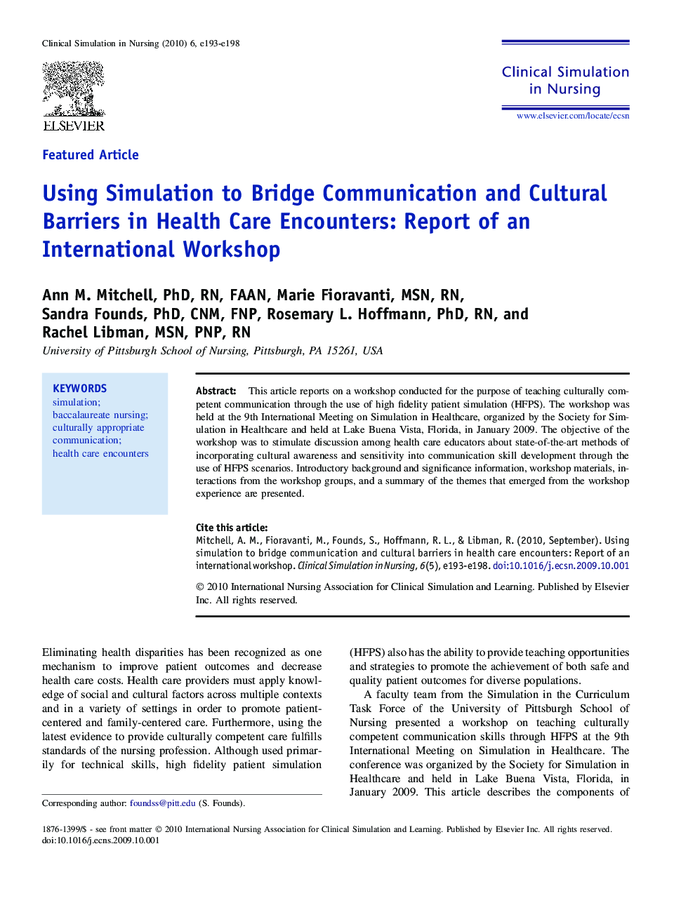 Using Simulation to Bridge Communication and Cultural Barriers in Health Care Encounters: Report of an International Workshop 
