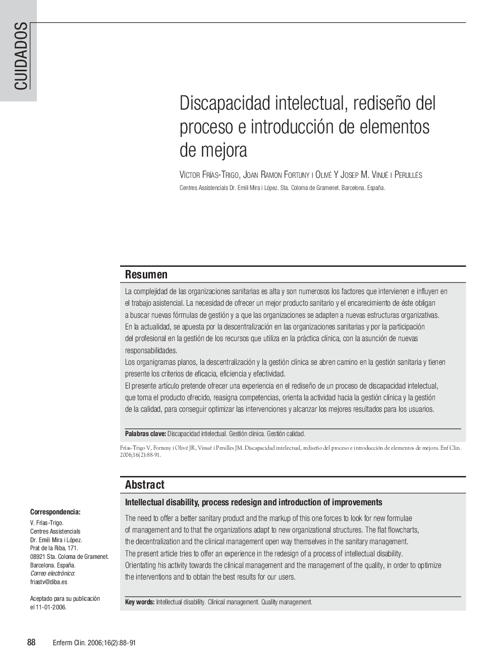 Discapacidad intelectual, rediseño del proceso e introducción de elementos de mejora