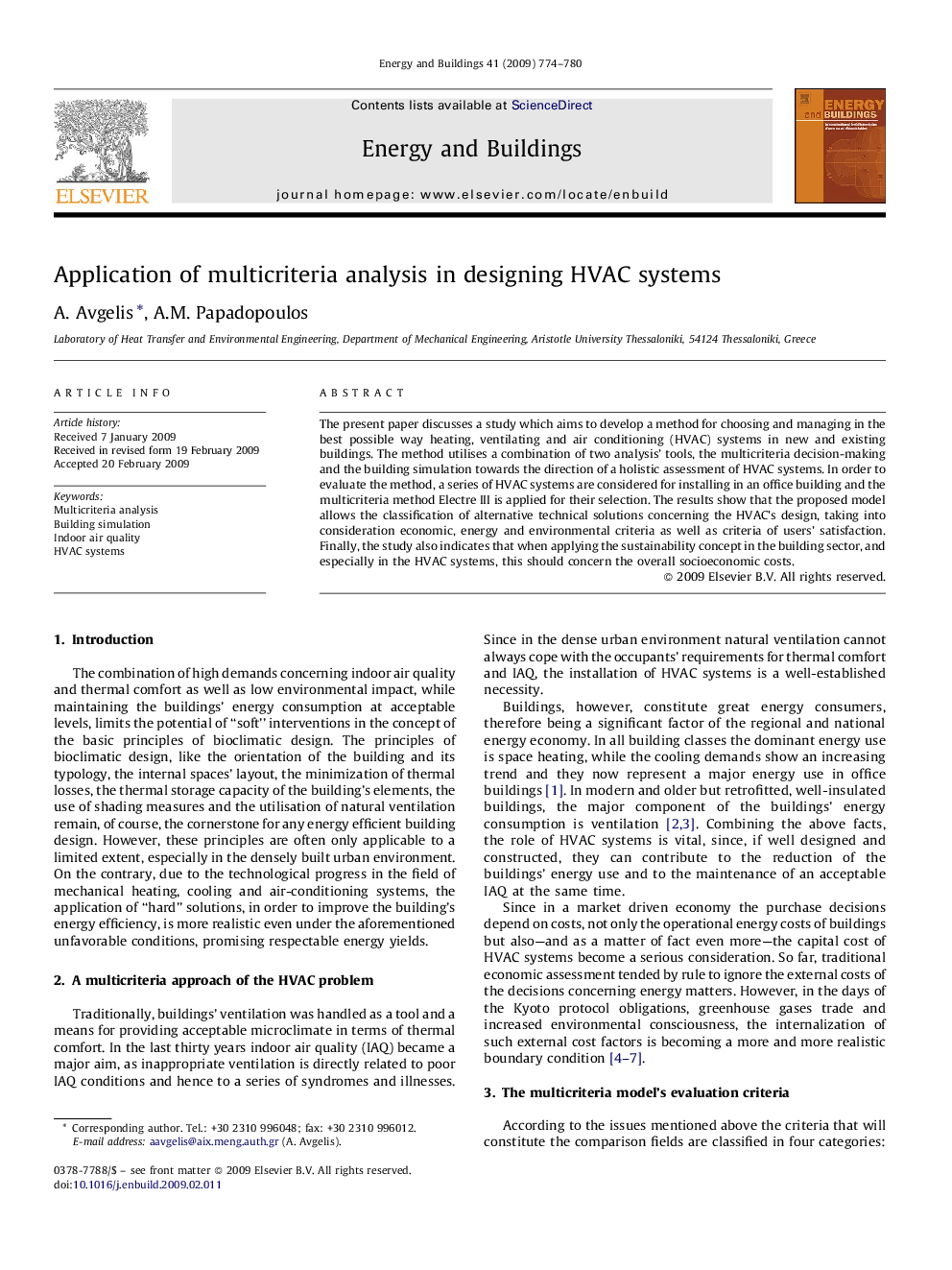 Application of multicriteria analysis in designing HVAC systems