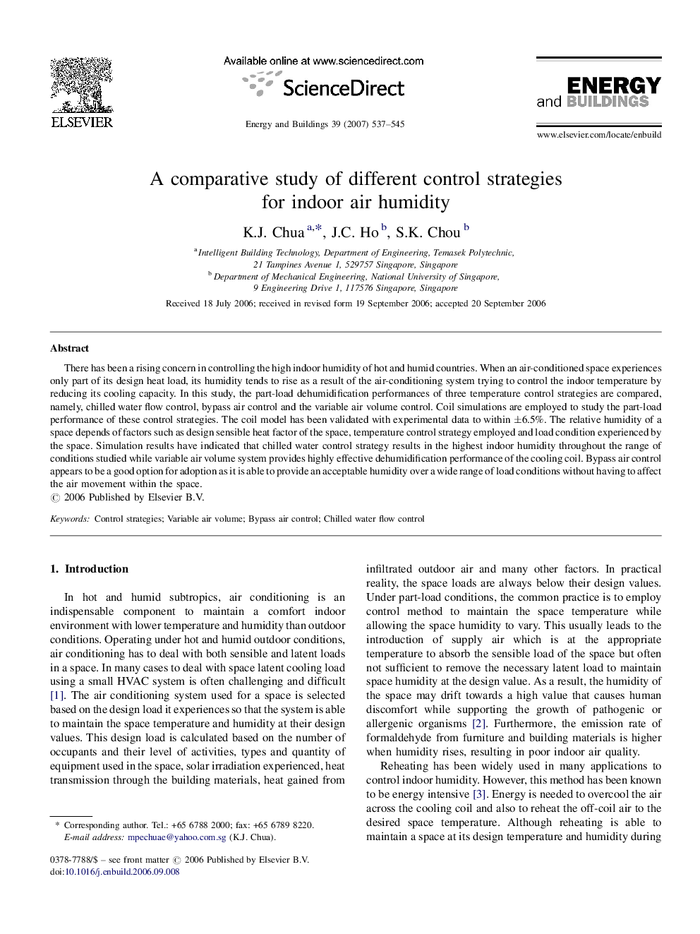 A comparative study of different control strategies for indoor air humidity