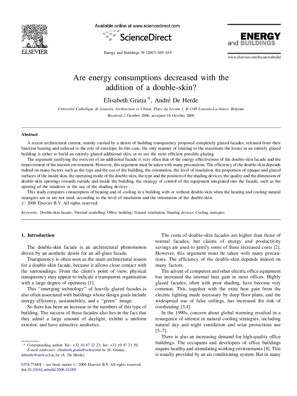 Are energy consumptions decreased with the addition of a double-skin?