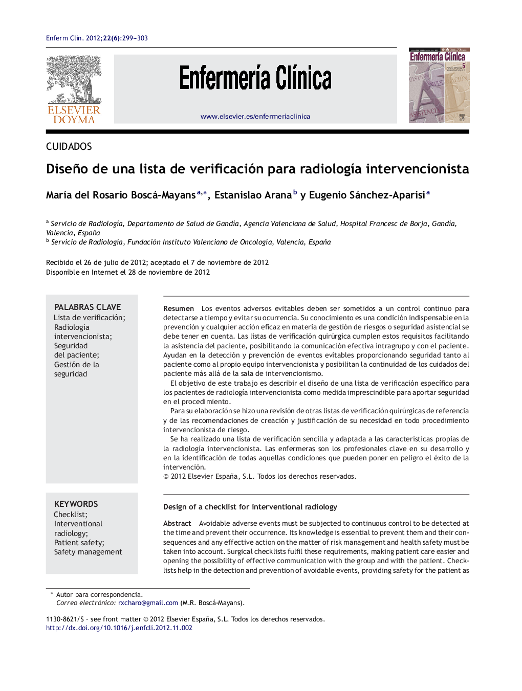 Diseño de una lista de verificación para radiologÃ­a intervencionista