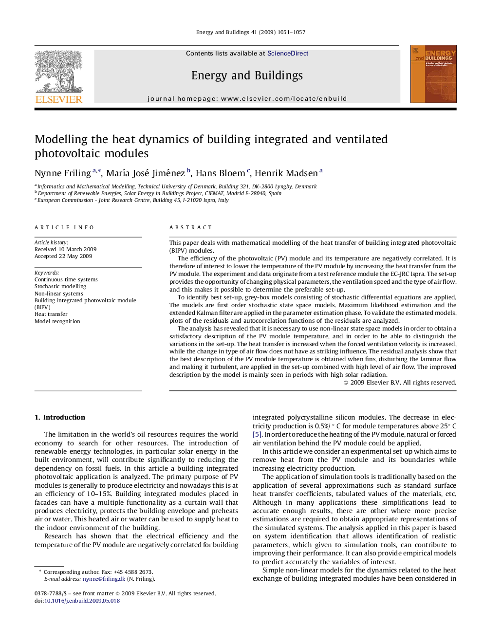 Modelling the heat dynamics of building integrated and ventilated photovoltaic modules