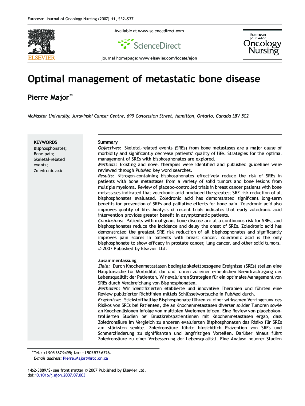 Optimal management of metastatic bone disease