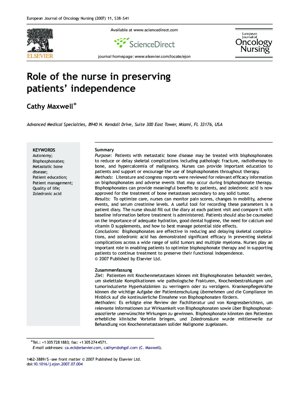 Role of the nurse in preserving patients’ independence