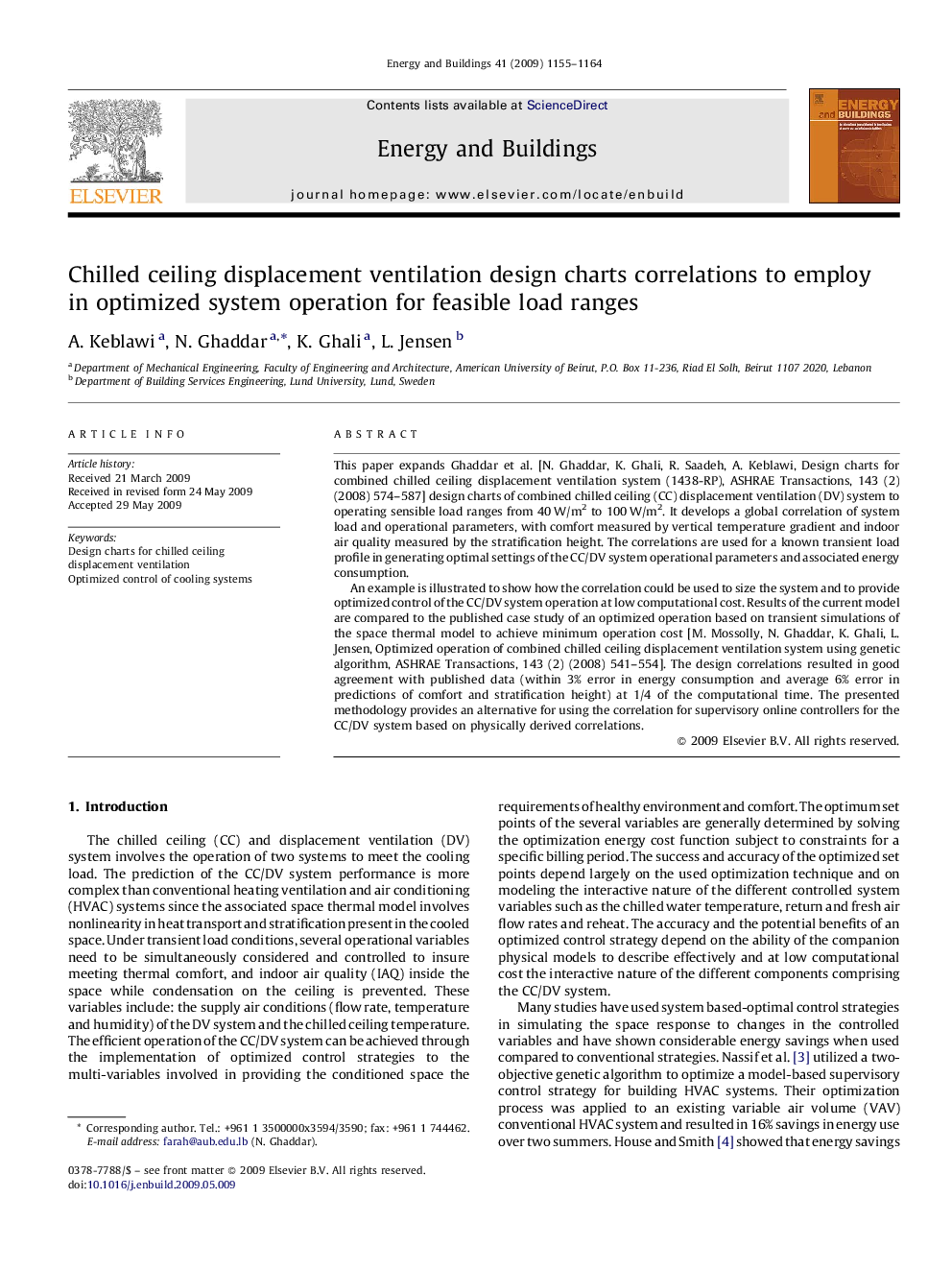 Chilled ceiling displacement ventilation design charts correlations to employ in optimized system operation for feasible load ranges