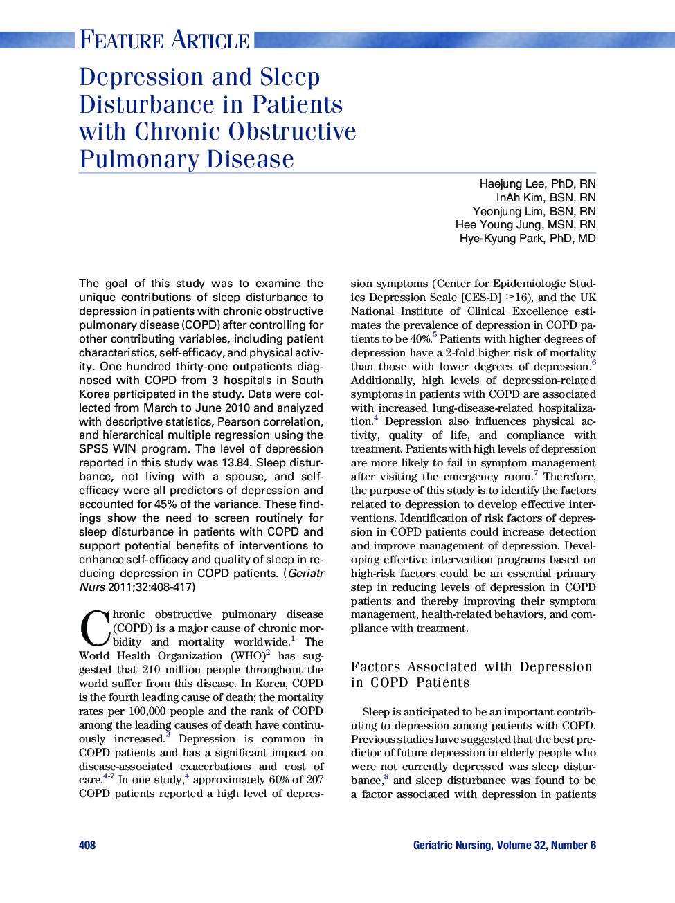 عکس صفحه اول مقاله: Depression and Sleep Disturbance in Patients with Chronic Obstructive Pulmonary Disease Depression and Sleep Disturbance in Patients with Chronic Obstructive Pulmonary Disease