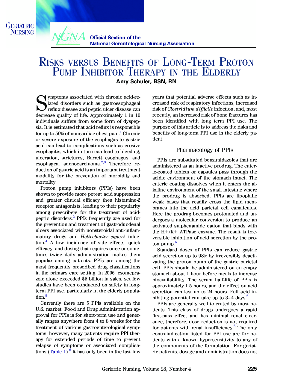 Risks versus Benefits of Long-Term Proton Pump Inhibitor Therapy in the Elderly
