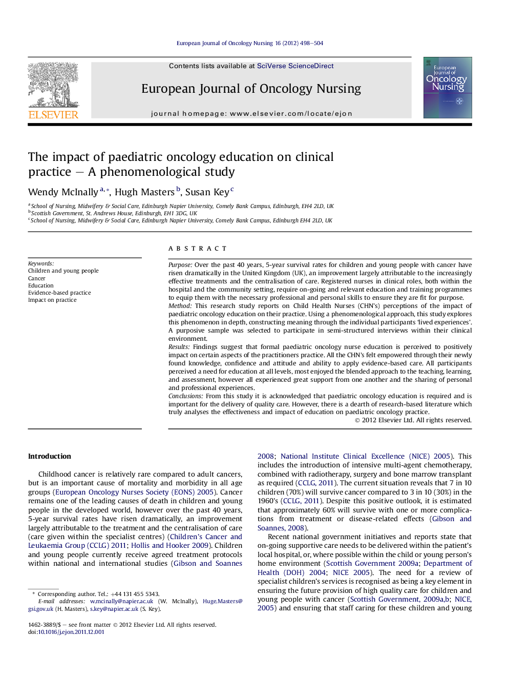 The impact of paediatric oncology education on clinical practice – A phenomenological study