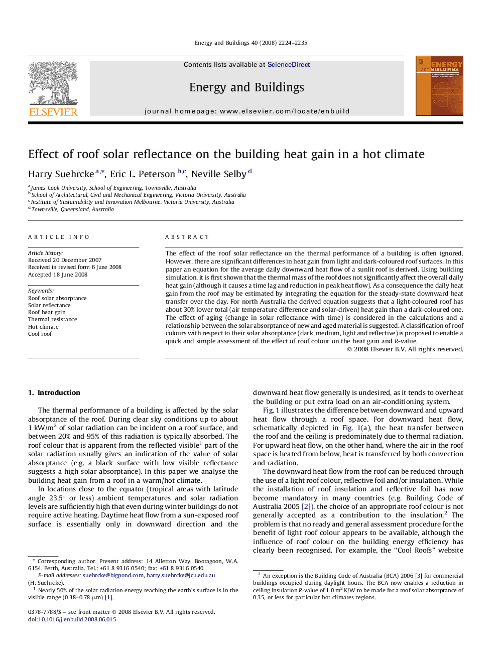 Effect of roof solar reflectance on the building heat gain in a hot climate