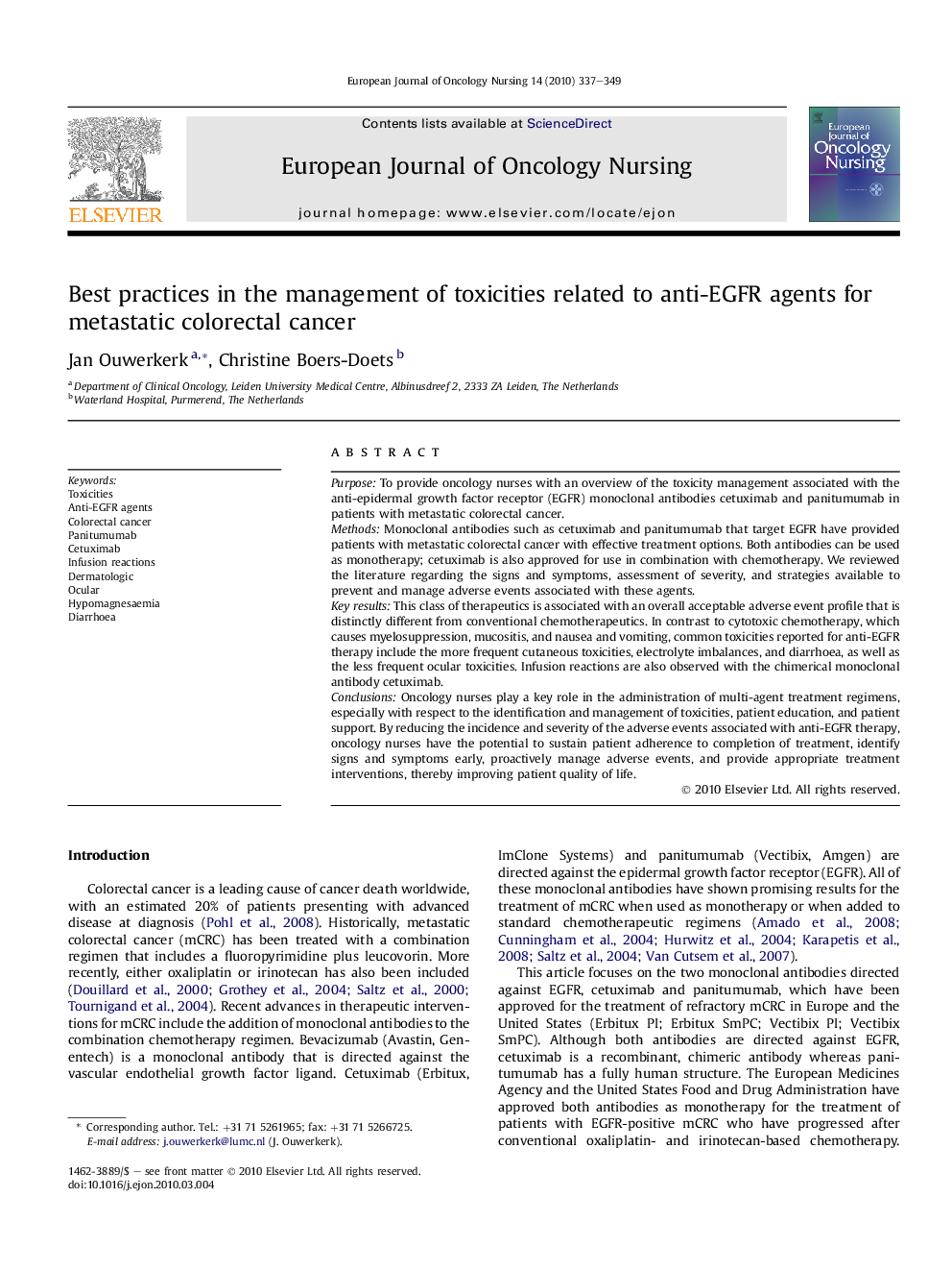 Best practices in the management of toxicities related to anti-EGFR agents for metastatic colorectal cancer