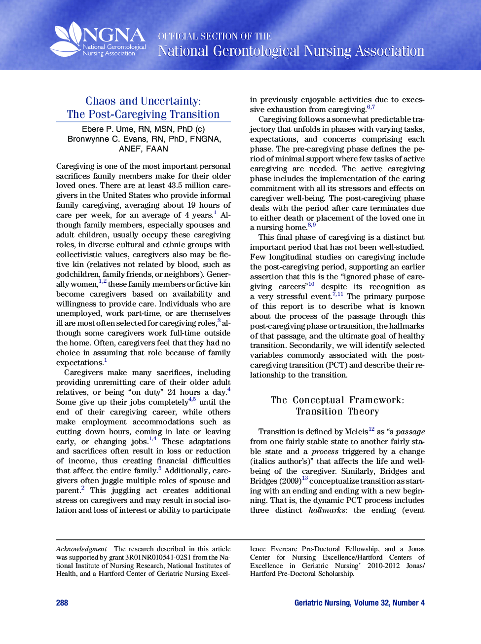 Chaos and Uncertainty: The Post-Caregiving Transition