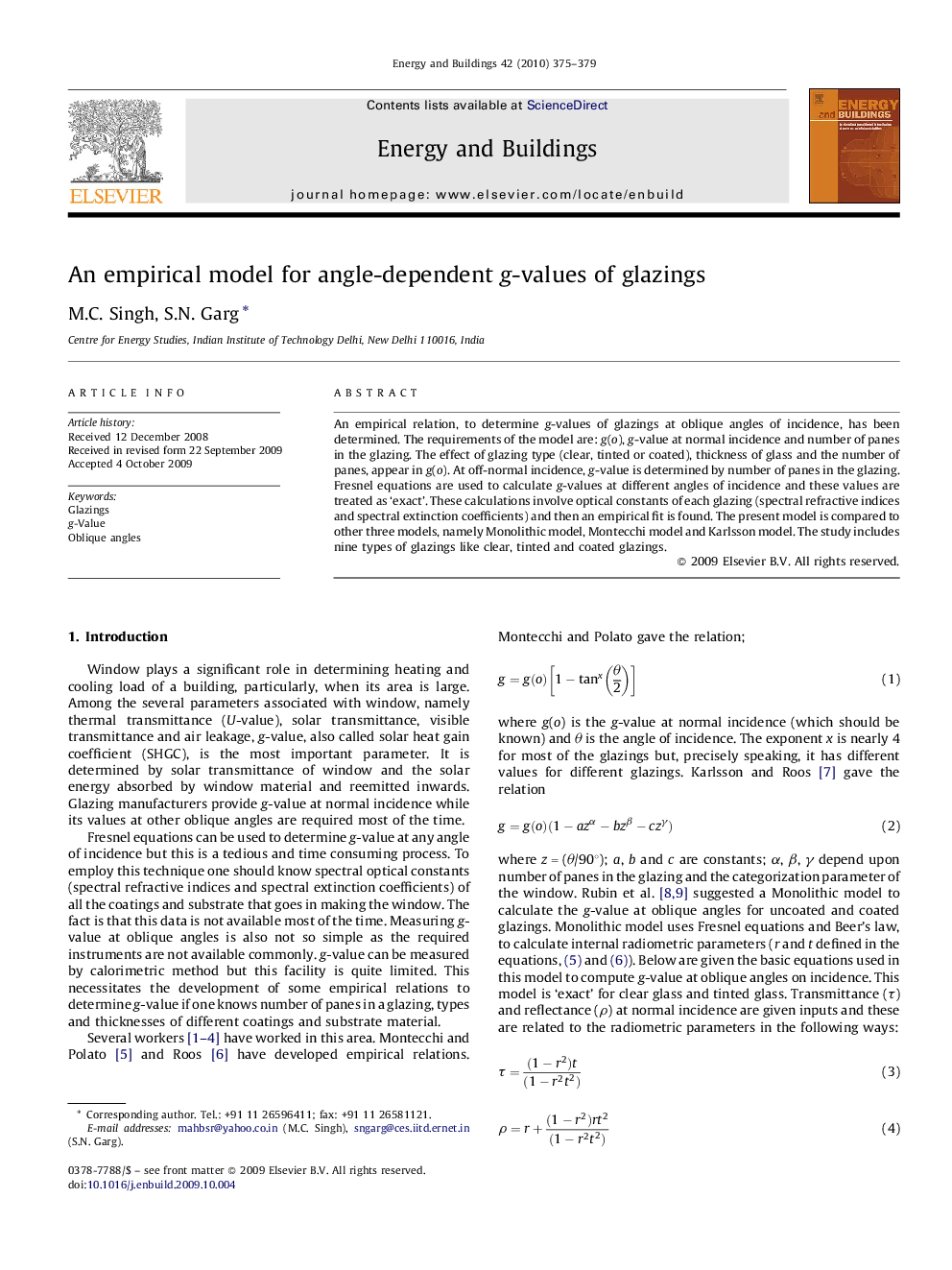 An empirical model for angle-dependent g-values of glazings