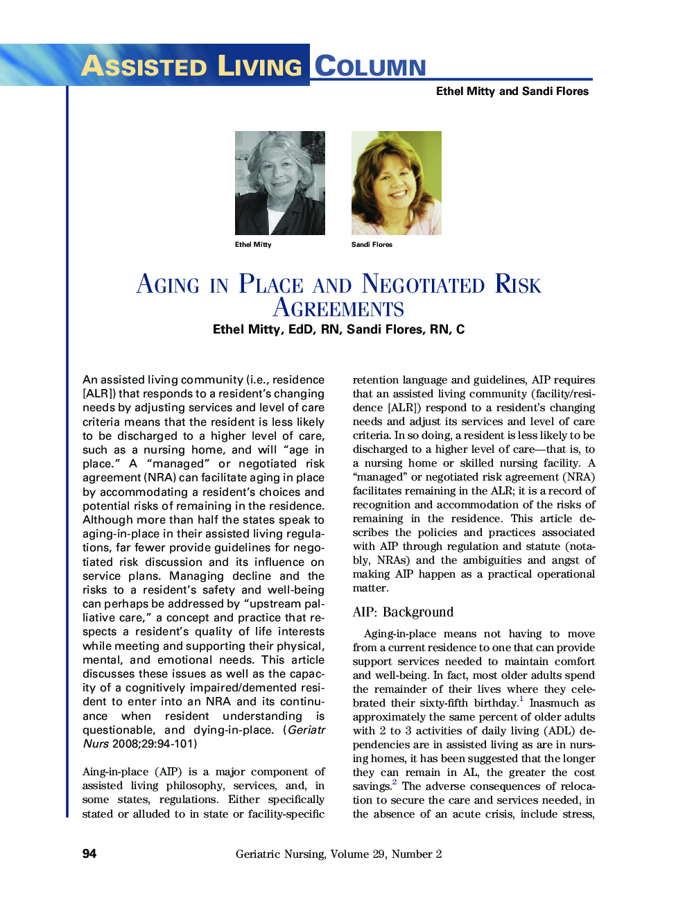 Aging in Place and Negotiated Risk Agreements