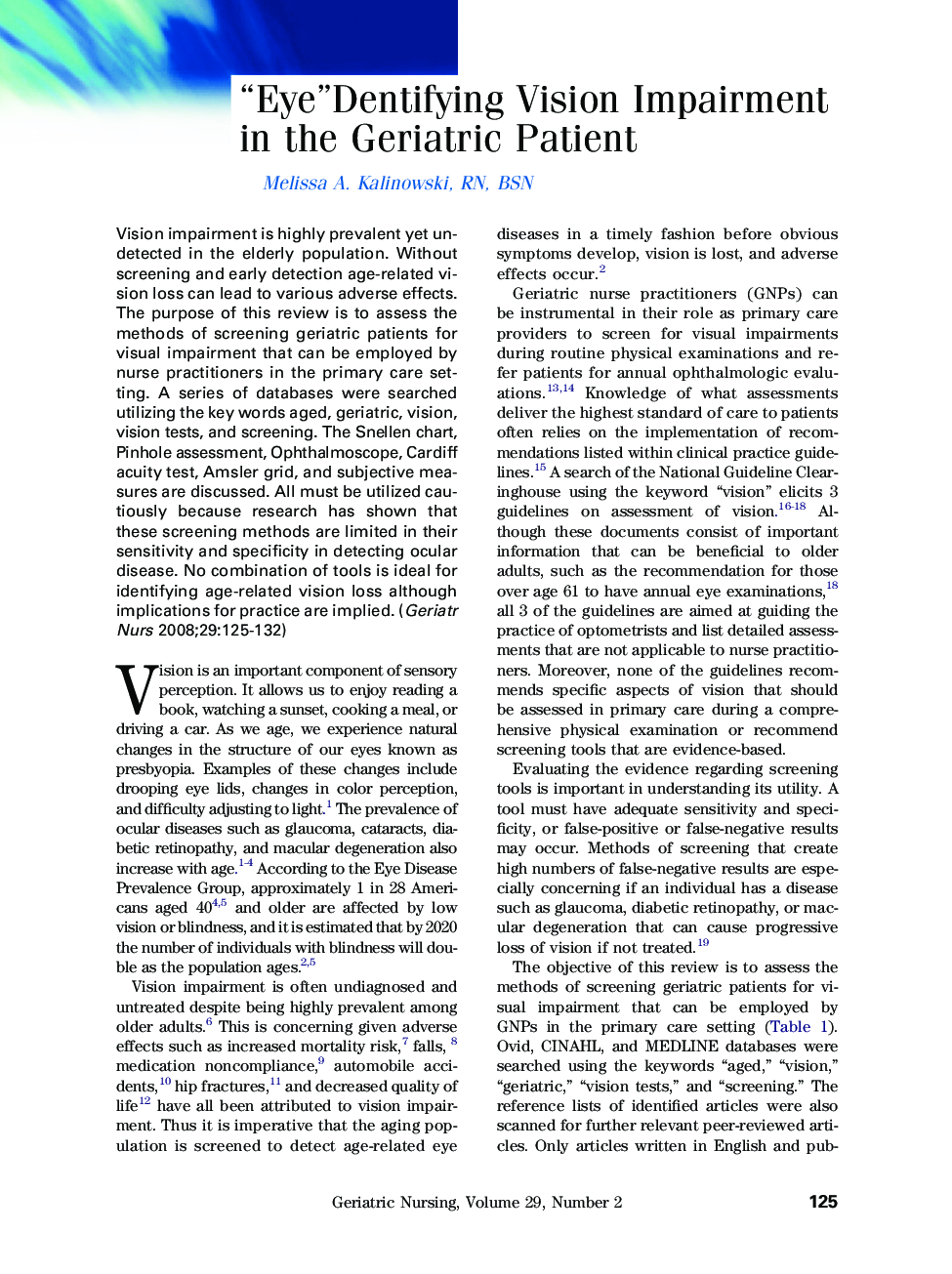 “Eye”Dentifying Vision Impairment in the Geriatric Patient