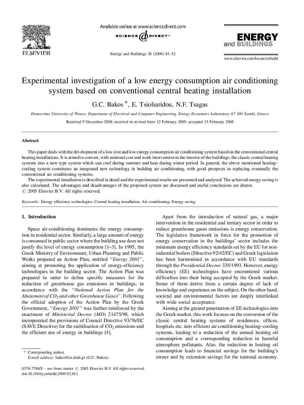 عکس صفحه اول مقاله: Experimental investigation of a low energy consumption air conditioning system based on conventional central heating installation Experimental investigation of a low energy consumption air conditioning system based on conventional central heating installation
