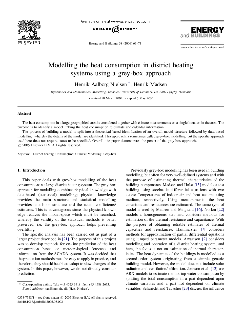 Modelling the heat consumption in district heating systems using a grey-box approach