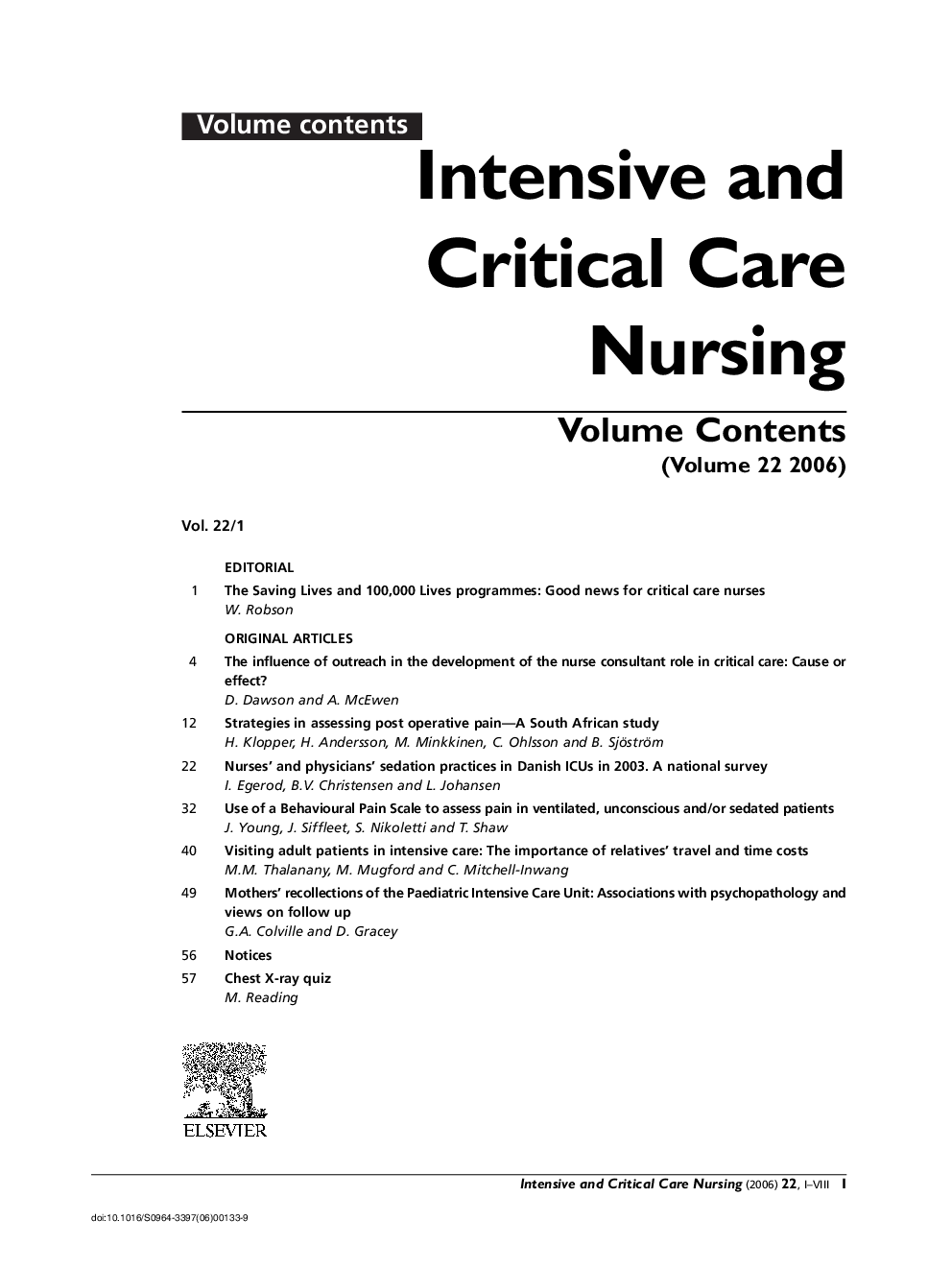 Volume contents, author and subject index, 2006