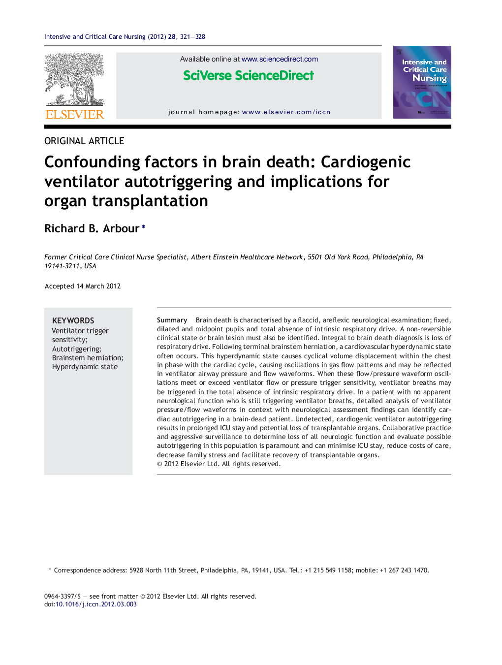 Confounding factors in brain death: Cardiogenic ventilator autotriggering and implications for organ transplantation
