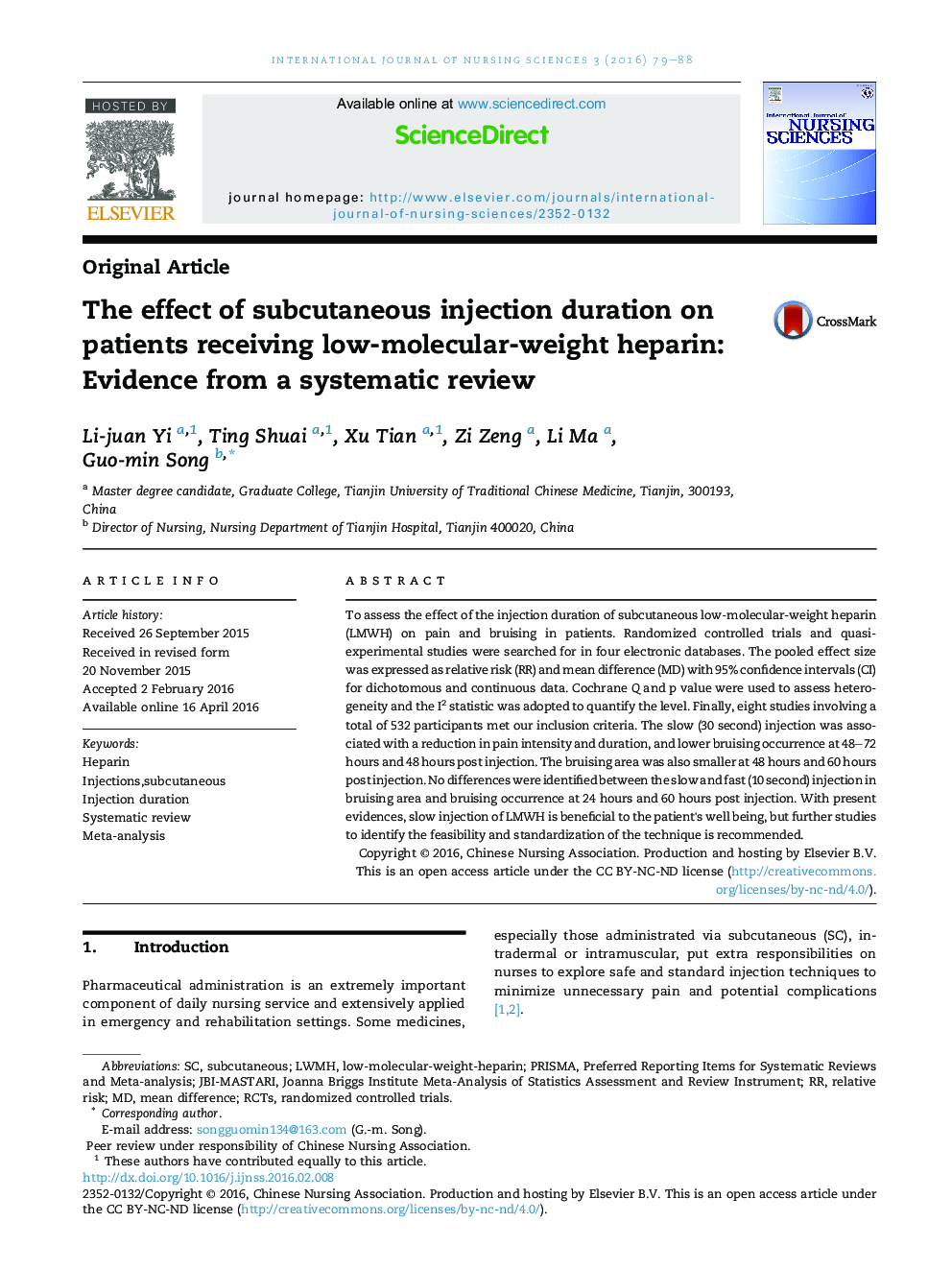تأثیر طول مدت تزریق زیرجلدی بر بیماران مبتلا به هپارین با وزن مولکولی کم: شواهد از یک بررسی سیستماتیک