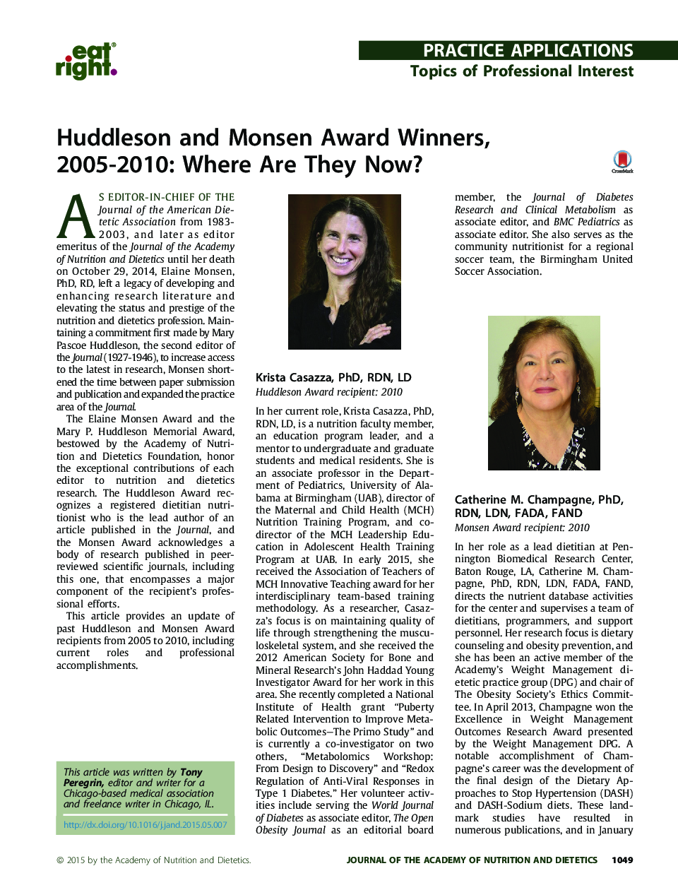 Huddleson and Monsen Award Winners, 2005-2010: Where Are They Now?