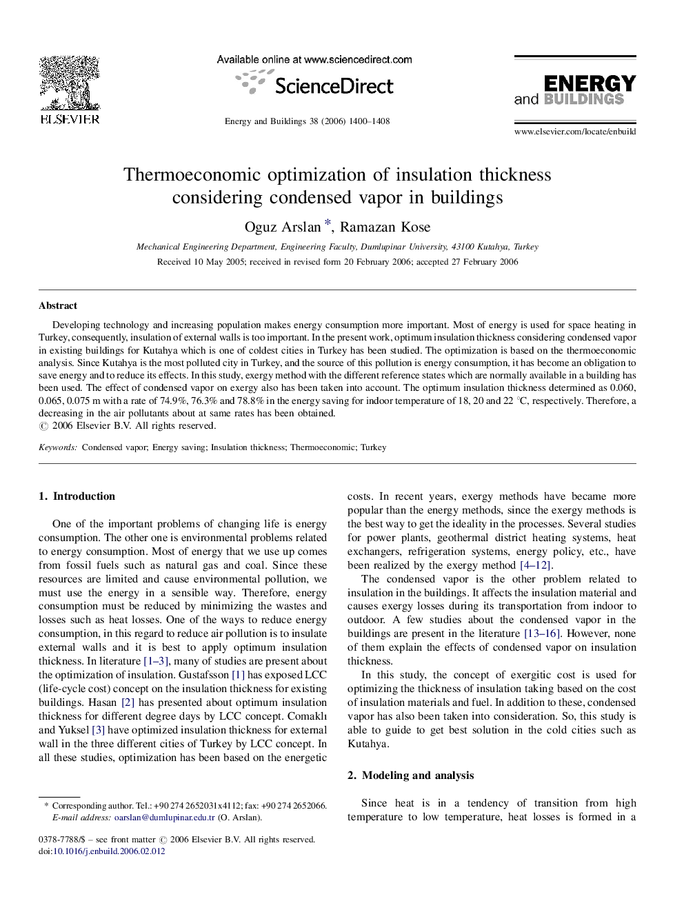 Thermoeconomic optimization of insulation thickness considering condensed vapor in buildings