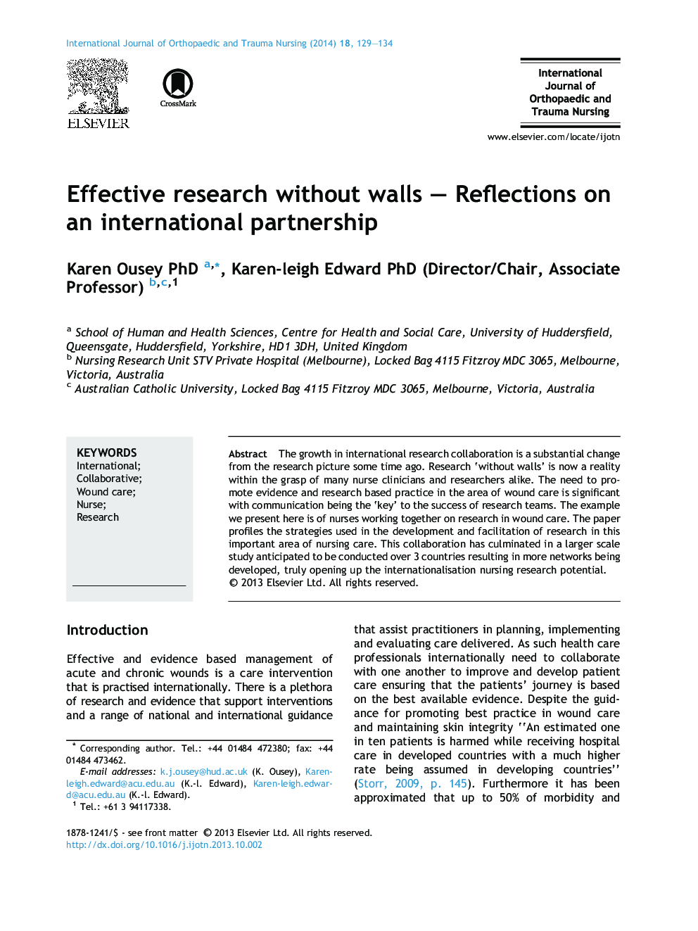 Effective research without walls – Reflections on an international partnership