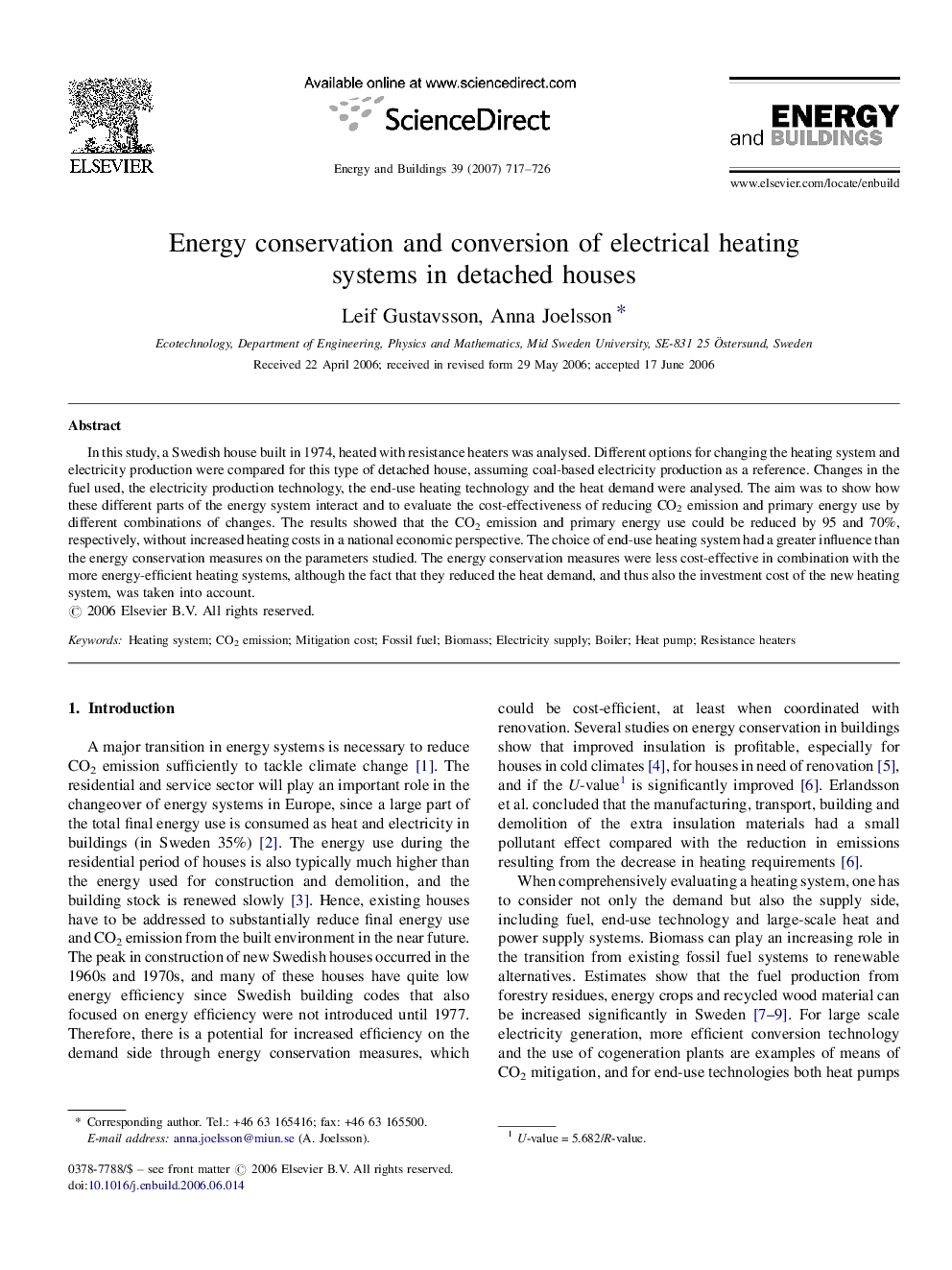 Energy conservation and conversion of electrical heating systems in detached houses