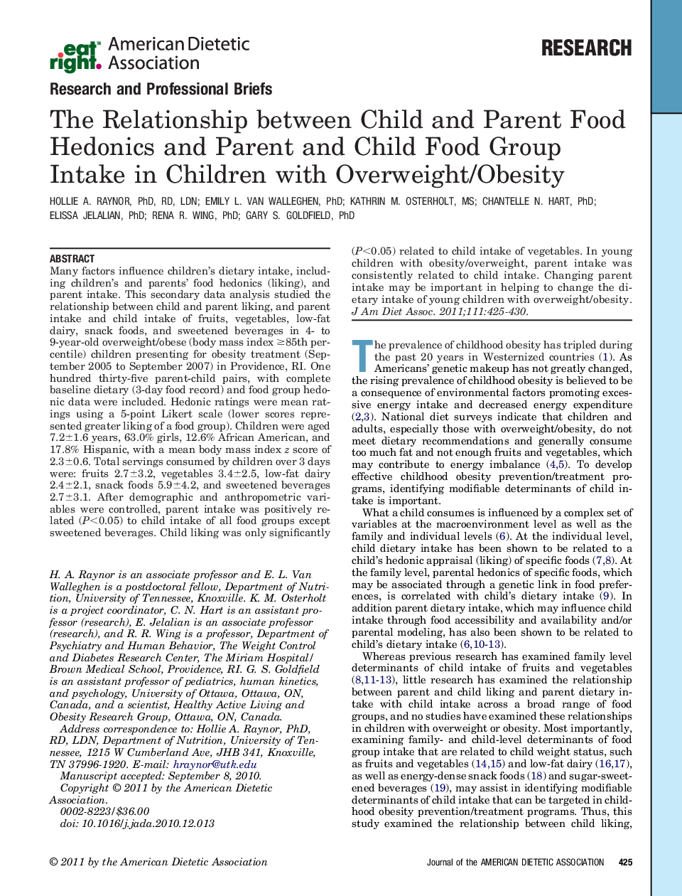 ارتباط بین خوشی و لذت غذایی کودک و والدین و مصرف گروهی غذای کودک و والدین در کودکان مبتلا به اضافه وزن/چاقی