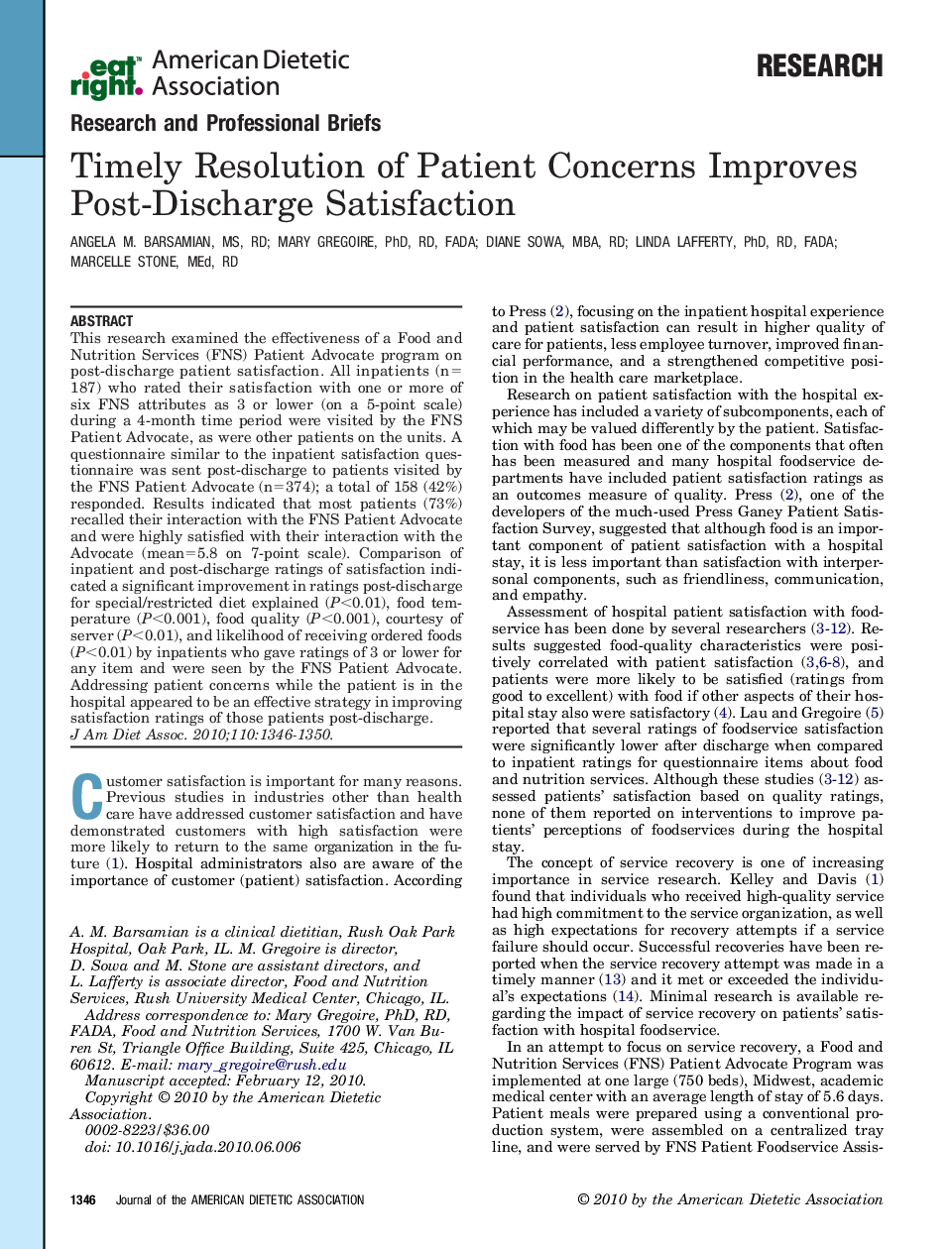 Timely Resolution of Patient Concerns Improves Post-Discharge Satisfaction