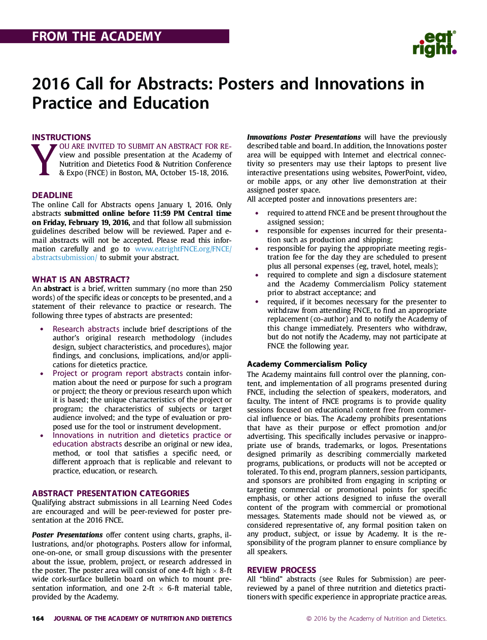 2016 تماس برای خلاصه: پوستر و نوآوری در تمرین و آموزش و پرورش 