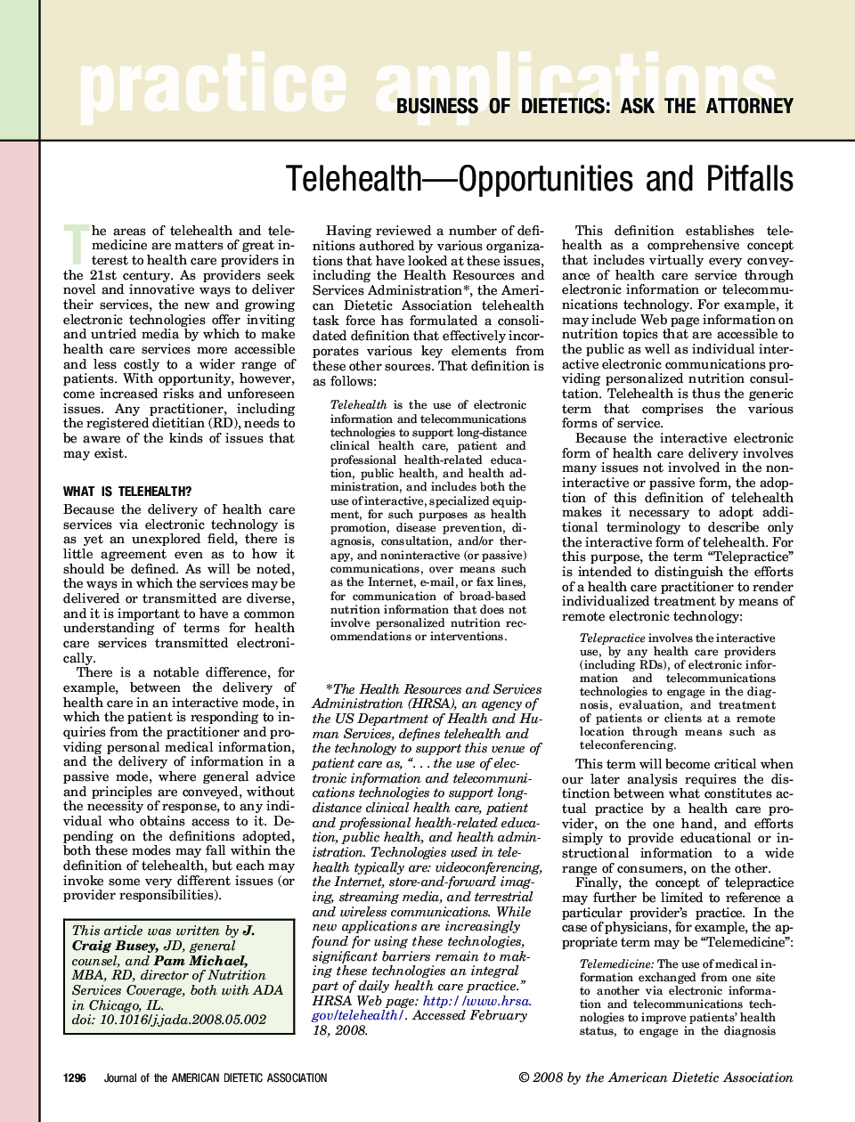 Telehealth-Opportunities and Pitfalls