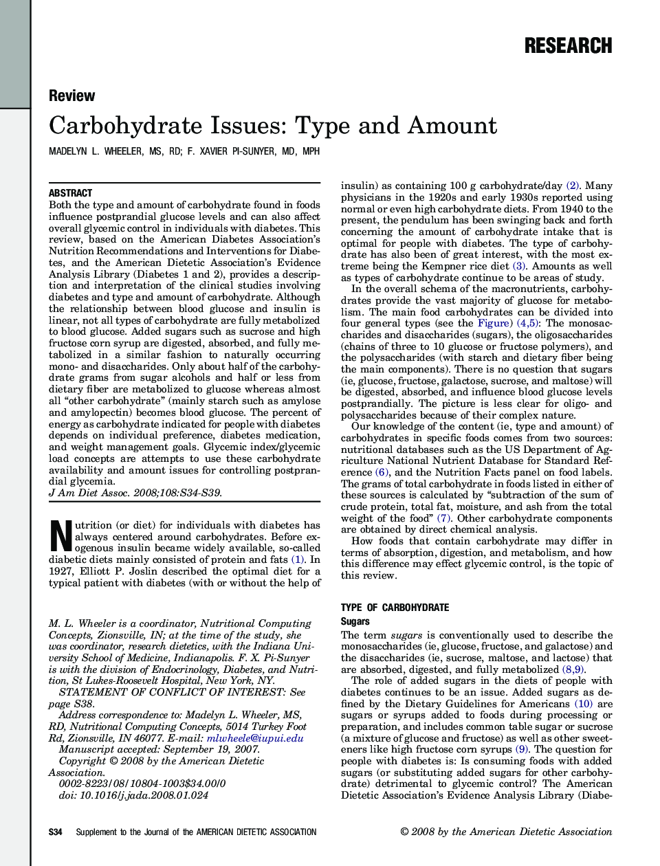 Carbohydrate Issues: Type and Amount 