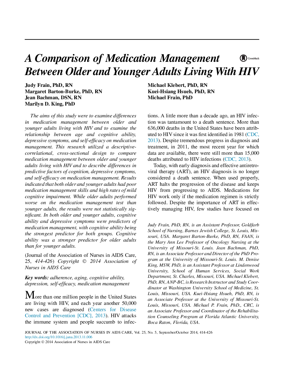 A Comparison of Medication Management Between Older and Younger Adults Living With HIV