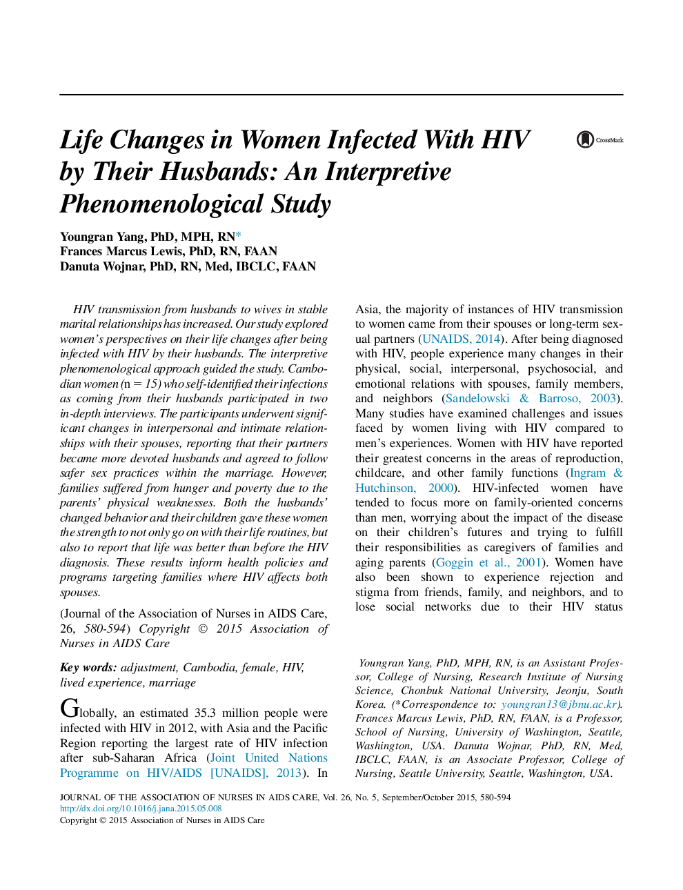 تغییرات زندگی در زنان مبتلا به اچ آی وی توسط شوهرانشان: یک مطالعه پیاژه شناختی تفسیری