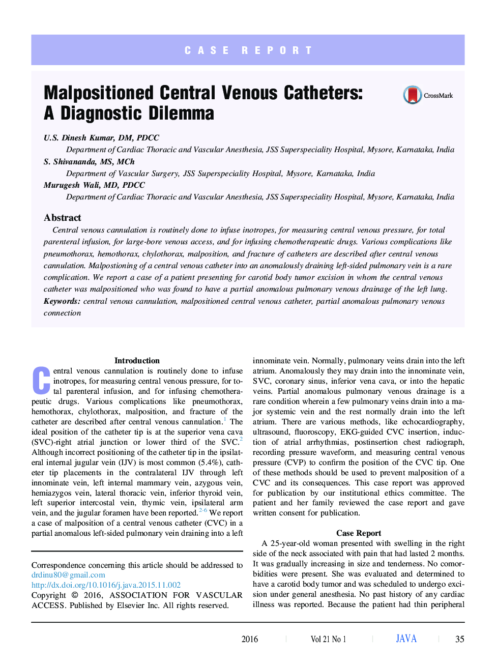 Malpositioned Central Venous Catheters: A Diagnostic Dilemma