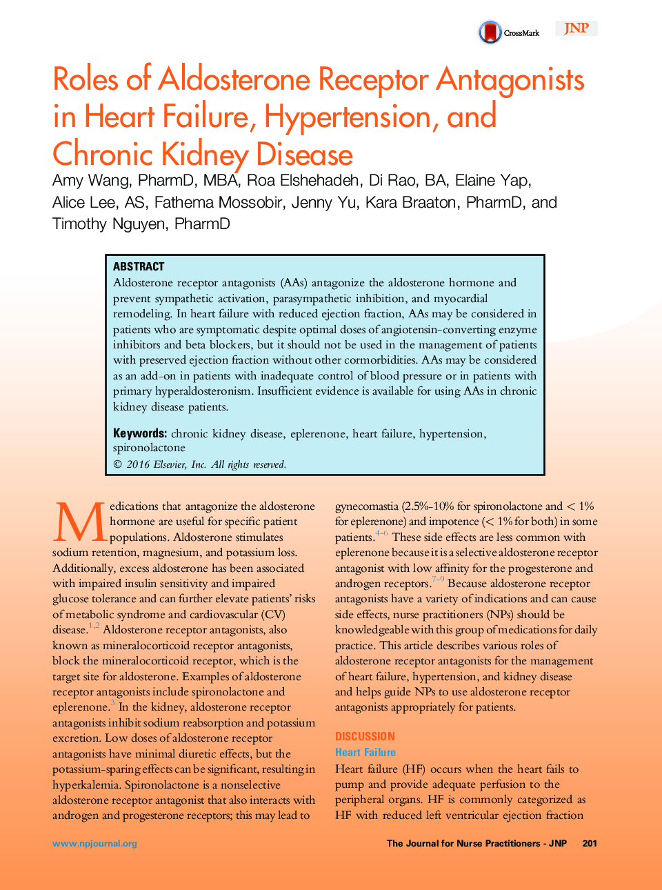Roles of Aldosterone Receptor Antagonists in Heart Failure, Hypertension, and Chronic Kidney Disease 