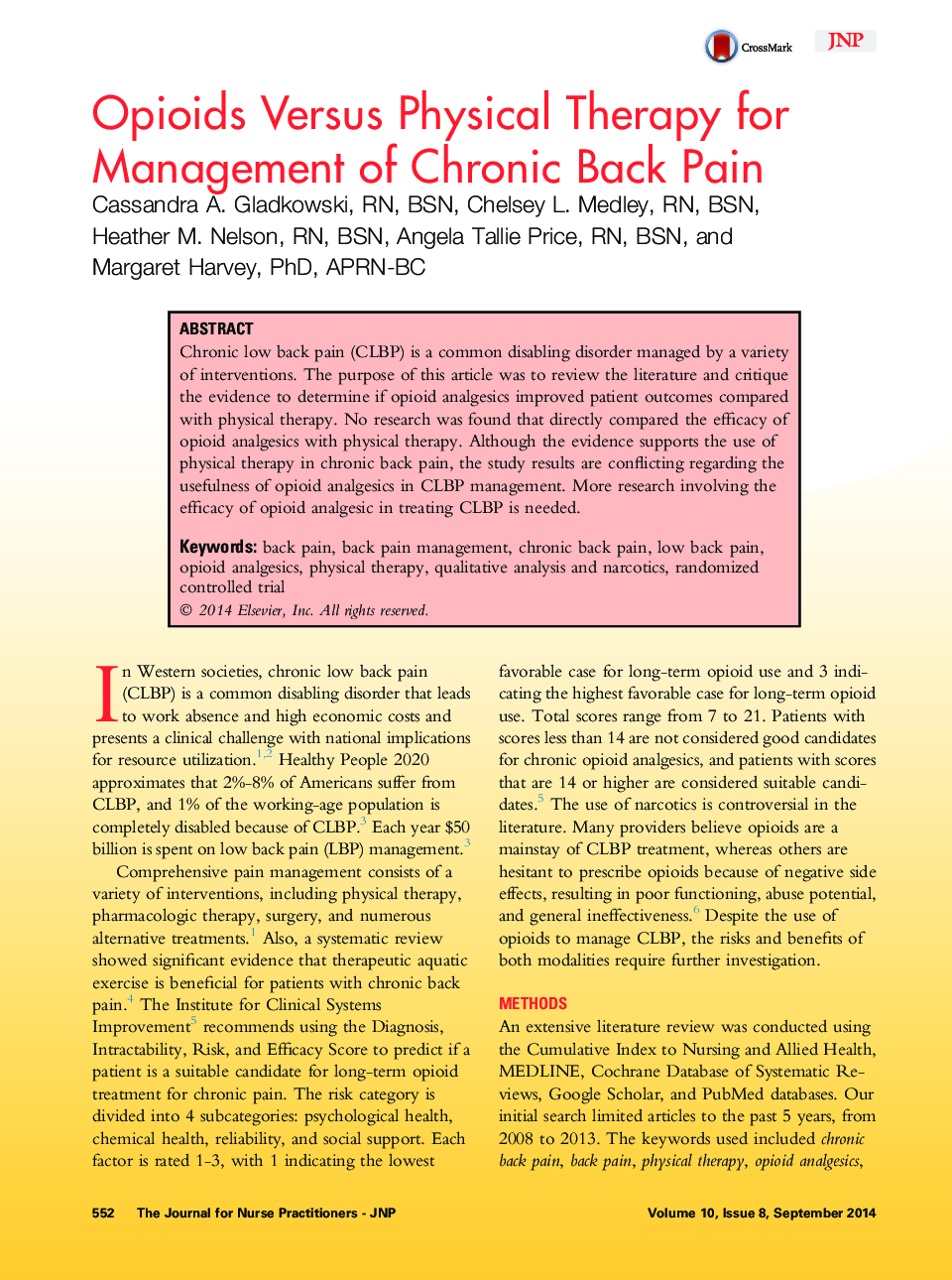 Opioids Versus Physical Therapy for Management of Chronic Back Pain 